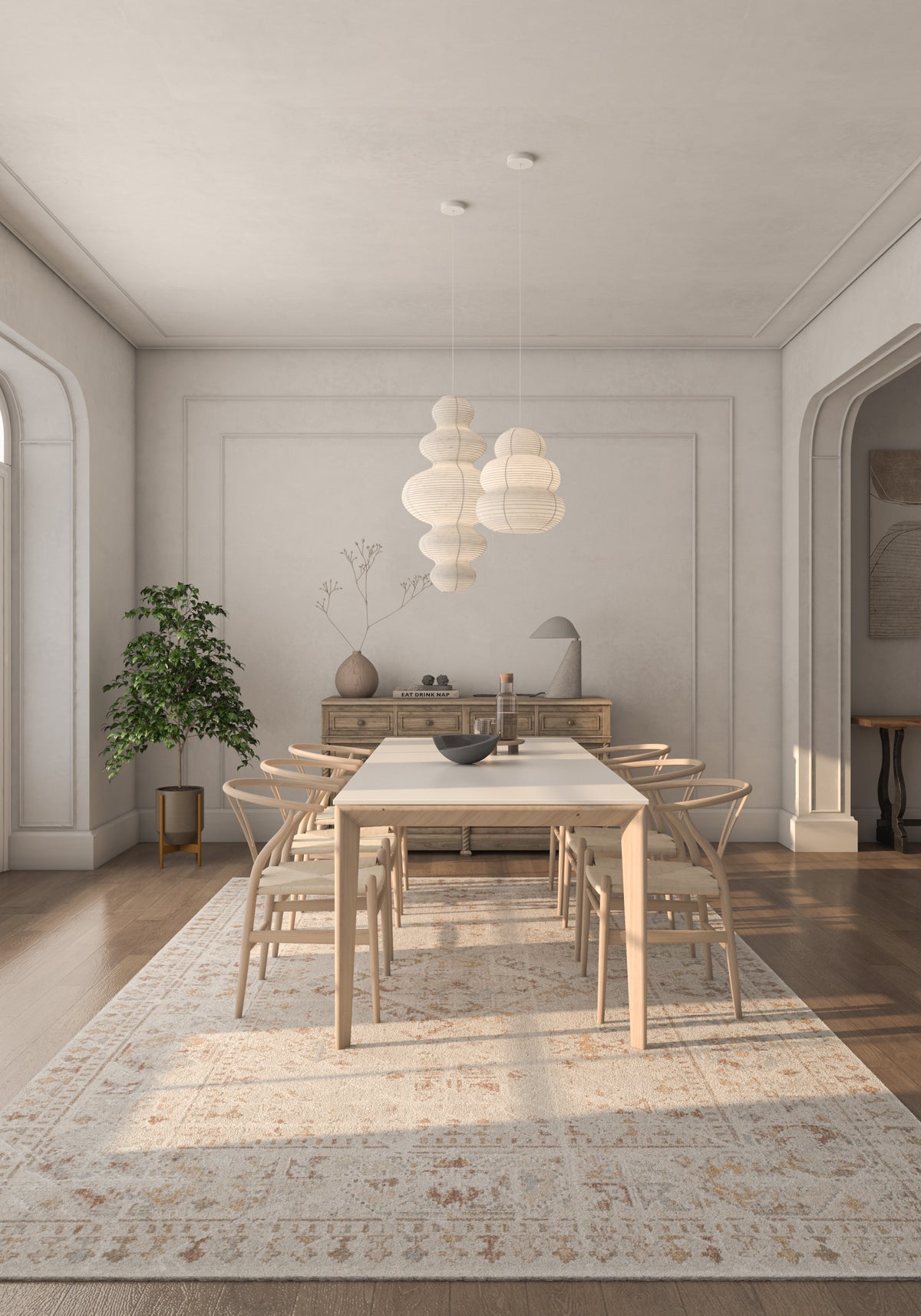 Soft Oriental Rug 5'6X7'6 Ft | White Saffron Carpet For Living Room, Bedroom, Dining Room