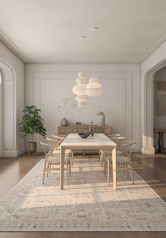 Soft Oriental Rug 5'6X7'6 Ft | White Saffron Carpet For Living Room, Bedroom, Dining Room