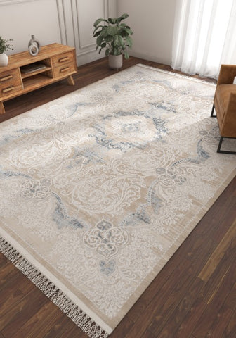 Veloria Ivory Blue Polypropylene Rug