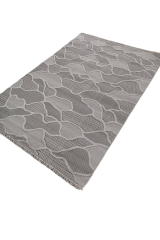 Soft Abstract Rug 5X7'6 Ft | Cyan Blue Steel Gray Carpet For Living Room, Bedroom, Dining Room