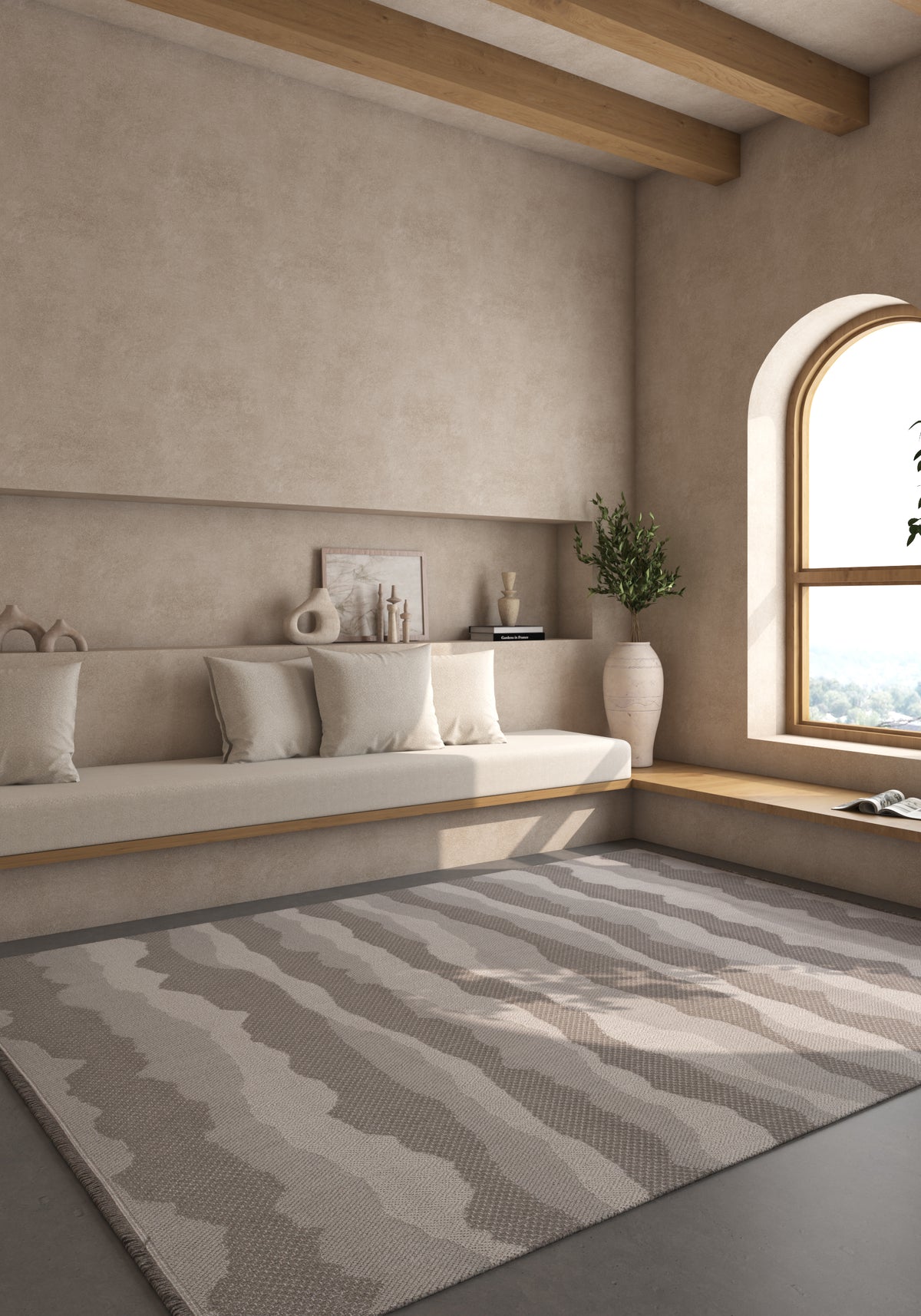 Soft Abstract Rug 6'6X9'6 Ft | Cyan Blue Steel Gray Carpet For Living Room, Bedroom, Dining Room