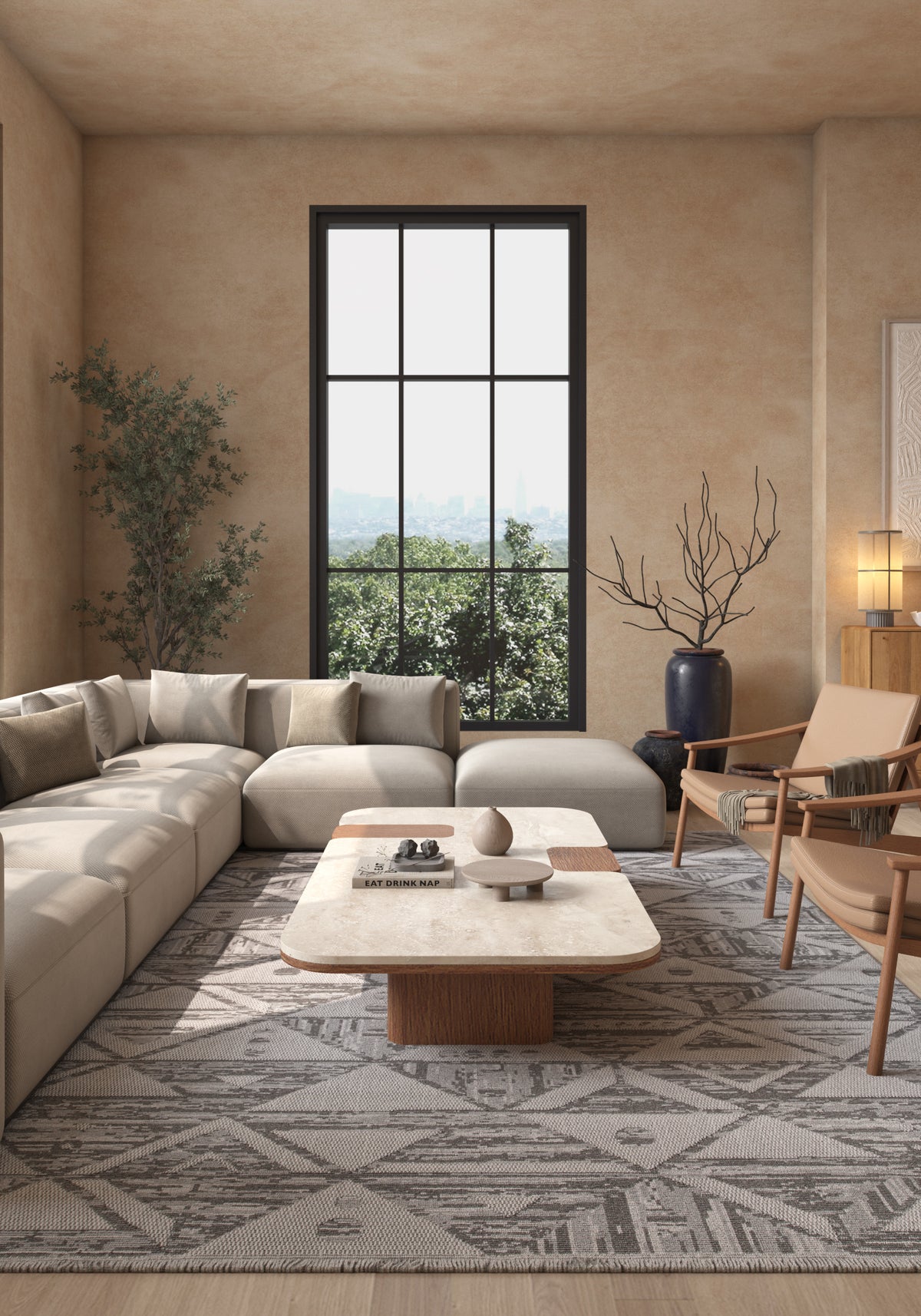 Soft Abstract Rug 6'6X9'6 Ft | Cyan Blue Steel Gray Carpet For Living Room, Bedroom, Dining Room