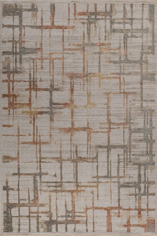 Soft Abstract Rug 6'6X10 Ft | White Russet Carpet For Living Room, Bedroom, Dining Room
