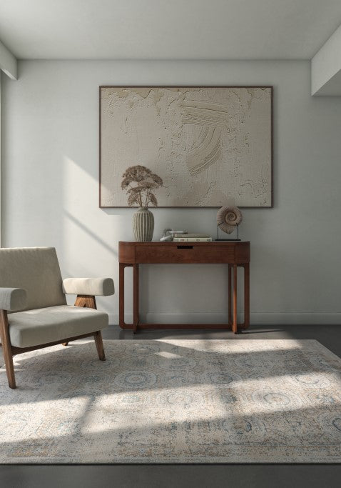 Selmora Linen Blue Polypropylene Rug