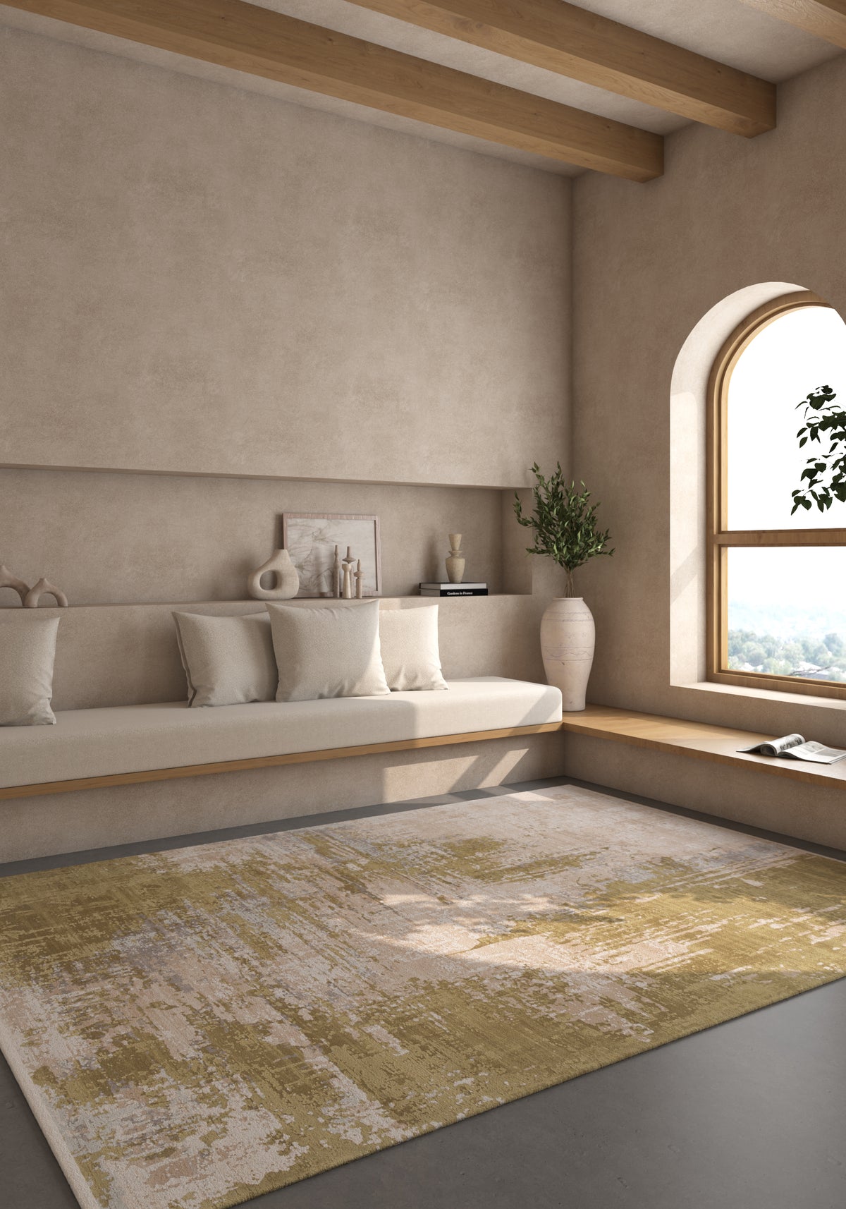 Soft Abstract Rug 6'6X9'6 Ft | Gray Green Carpet For Living Room, Bedroom, Dining Room