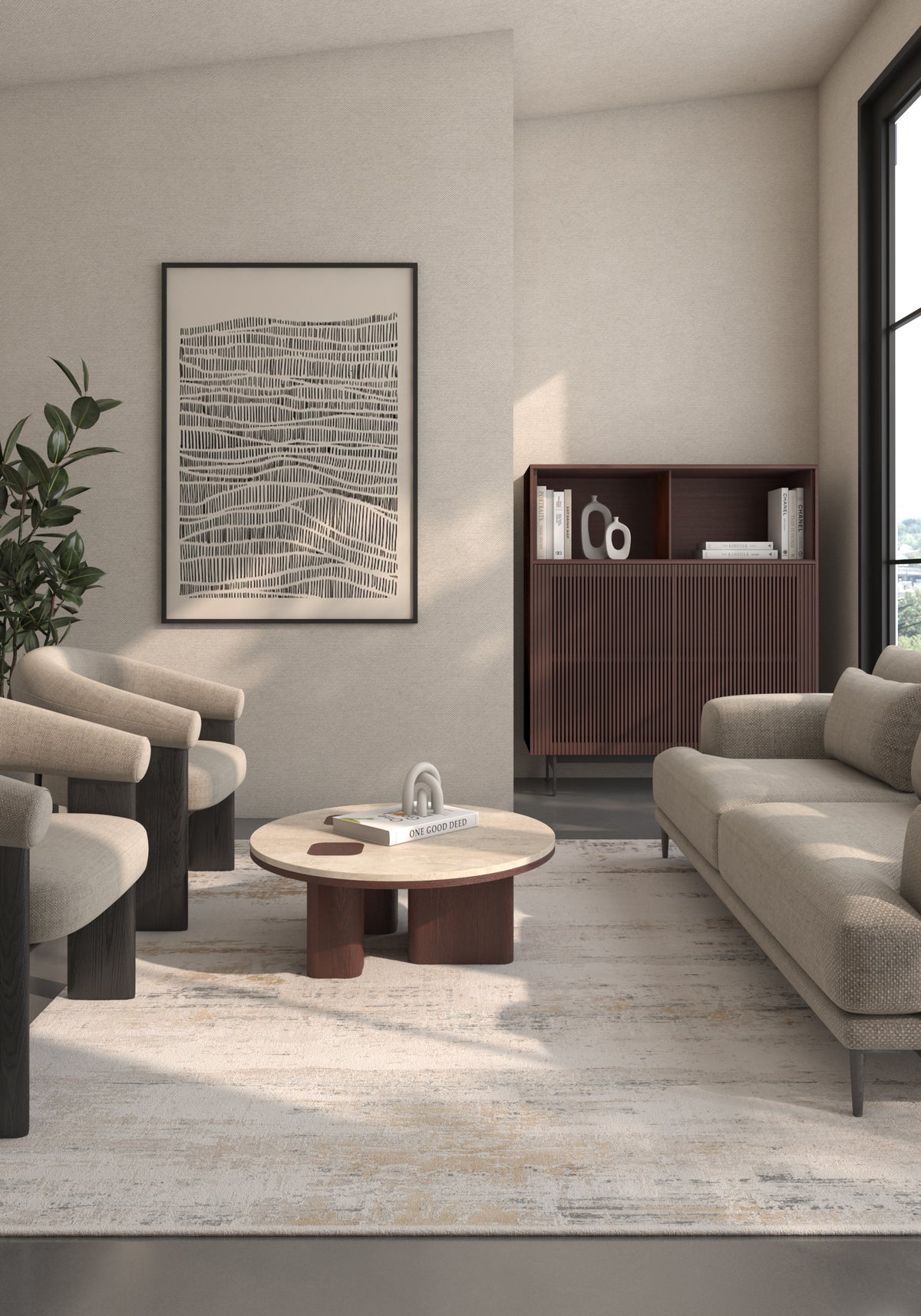 Soft Abstract Rug 8X11 Ft | White Castlerock Carpet For Living Room, Bedroom, Dining Room