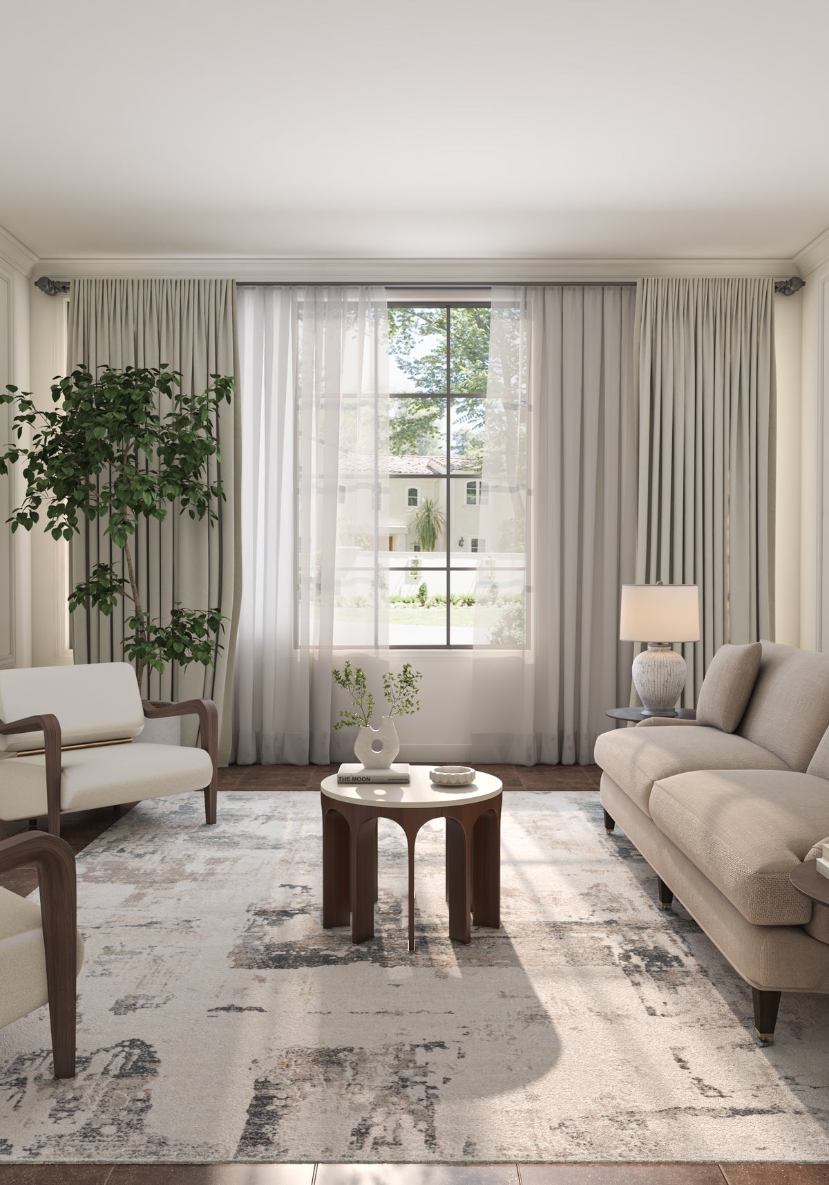 Soft Abstract Rug 6'6X9'6 Ft | White Glacier Gray Carpet For Living Room, Bedroom, Dining Room