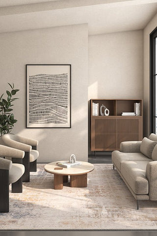 Asterlane Abstract Lemon & Beige Color Rug - Asterlane