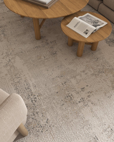 Asterlane Abstract Winter White & Crystal Gray Color Rug - Asterlane