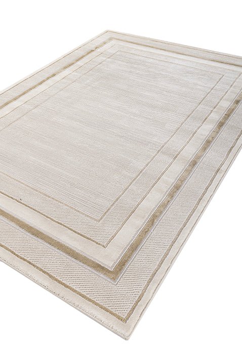 Asterlane Classic Snow White & Light Gold Color Rug - Asterlane