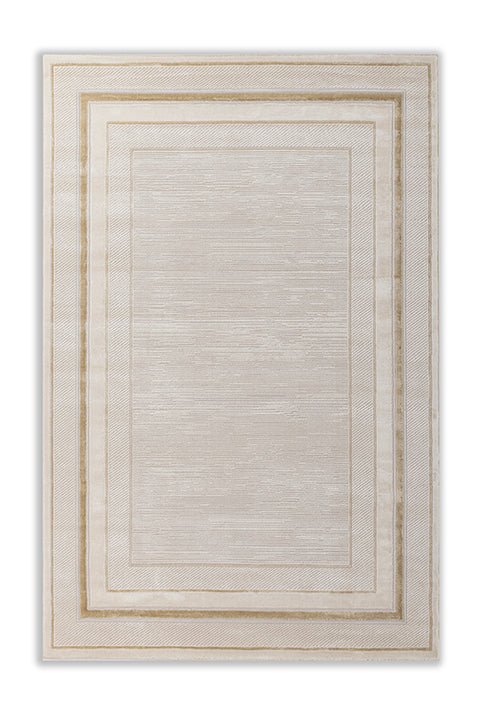 Asterlane Classic Snow White & Light Gold Color Rug - Asterlane