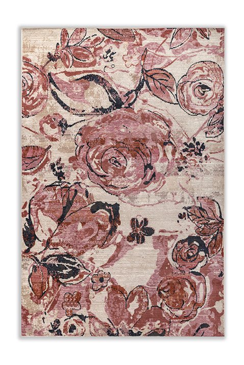 Asterlane Floral Rose Petal & Beige Color Rug - Asterlane