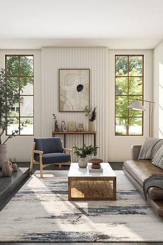 Asterlane Modern Creamy White & Light Blue Color Rug - Asterlane