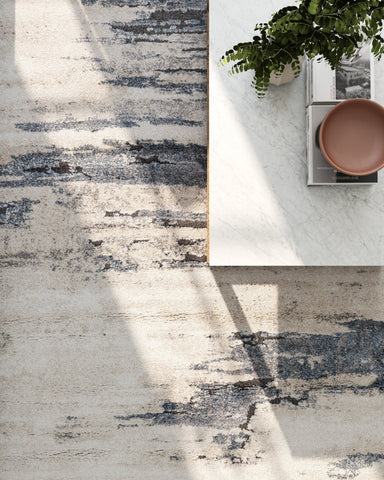 Asterlane Modern Creamy White & Light Blue Color Rug - Asterlane