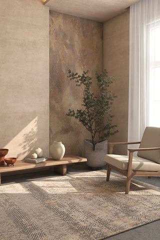 Asterlane Modern Crystal Gray & Medium Ivory Color Rug - Asterlane