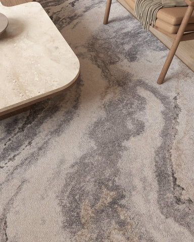 Asterlane Swirl Cream & Classic Gray Color Rug - Asterlane