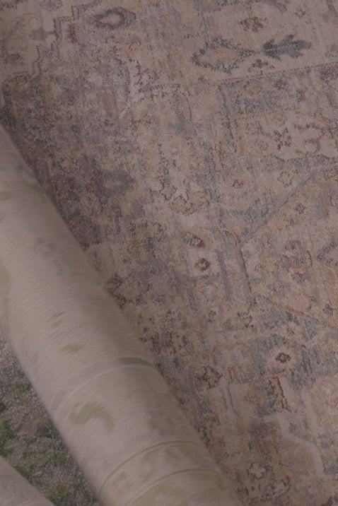 Asterlane Traditional Linen White & Amber Green Rug