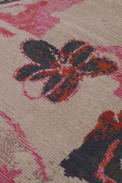 Floral Rose Petal & Beige Color Rug
