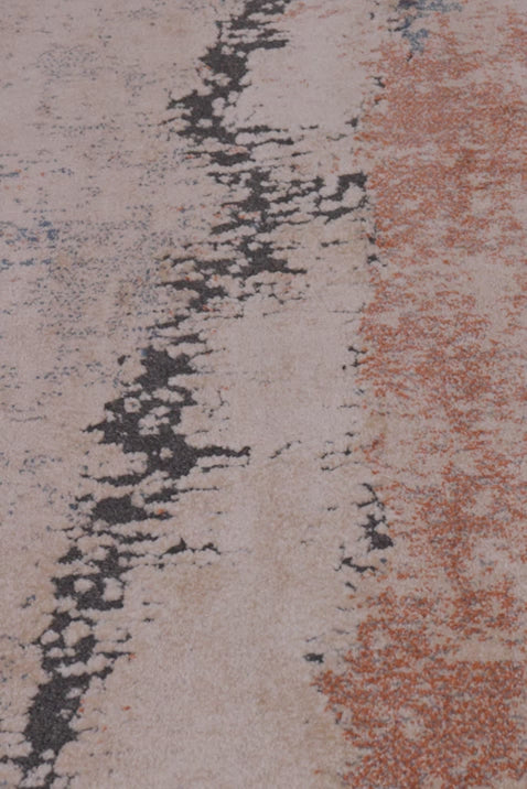 Abstract Cream & Light Rust Color Rug